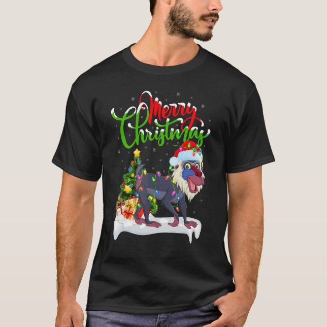 Camiseta Baboon   Xmas Decorations Santa Baboon Christmas (Anverso)
