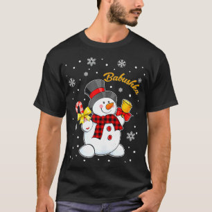 Camiseta Babushka Snowman Candy Navidades Red Plaid Wo