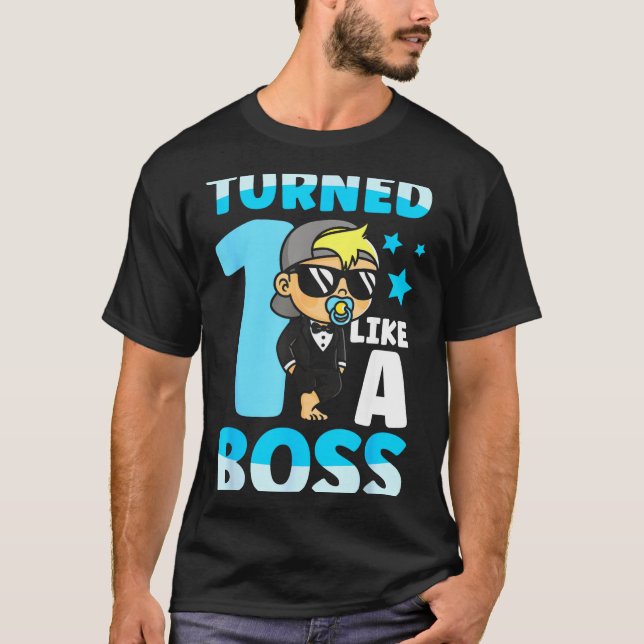 Camiseta Baby 1st Birthday Boy Girl 1 Year Like A Boss Kids (Anverso)