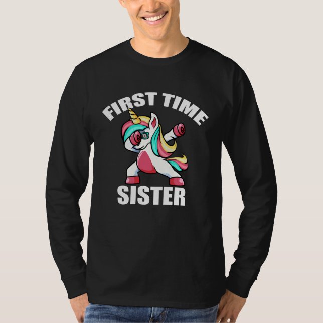 Camiseta Baby Announcemen  Dabbing Unicorn 1st Time Sister (Anverso)