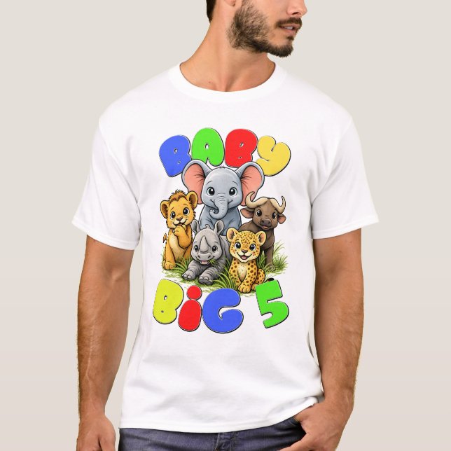 Camiseta Baby Big 5 Cute Safari Nursery Illustration. (Anverso)