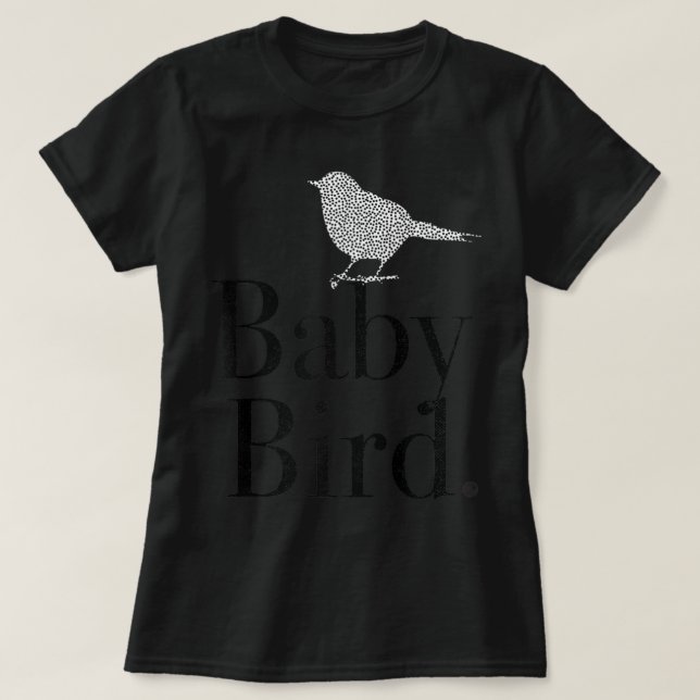 Camiseta BABY BIRD - letras negras - a juego de mamá bebé,  (Diseño del anverso)