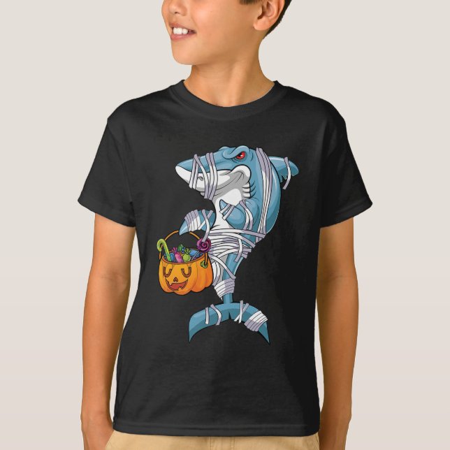 Camiseta Baby Blue Halloween Shark Boo Boo Boo Funny Family (Anverso)
