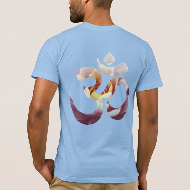 Camiseta Baby Blue Om Lotus Mantra Yoga Mens Template (Reverso)