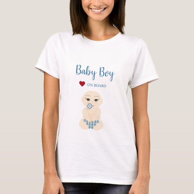 Camiseta Baby Boy On Board Illustration in Blue Design (Anverso)
