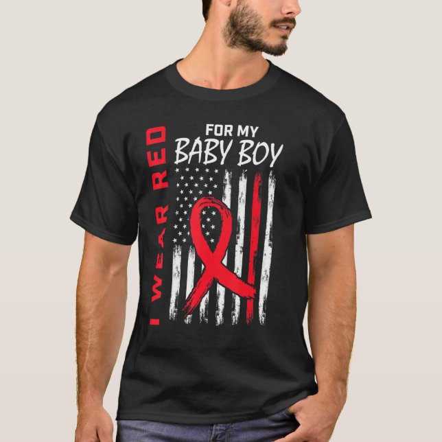 Camiseta Baby Boy Son Heart Disease Awareness US Flag Match (Anverso)