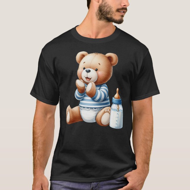 Camiseta Baby Boy Teddy Bear Baby Shower Gender Reveal (Anverso)