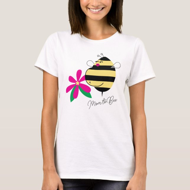 Camiseta Baby Bump Pink Floral Mom to Bee (Anverso)
