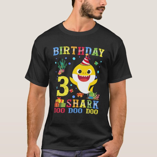 Camiseta Baby Cute Shark 3Rd Birthday Boy Girl 3 Year Old G (Anverso)