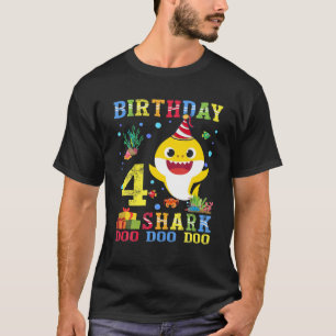 Camiseta Baby Cute Shark 4Th Birthday Boy Girl 4 Year Old G