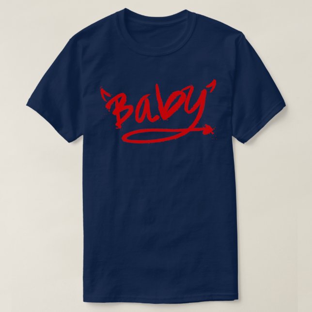 Camiseta Baby Devil Horn Tail Typography Graffiti Spray Pai (Diseño del anverso)