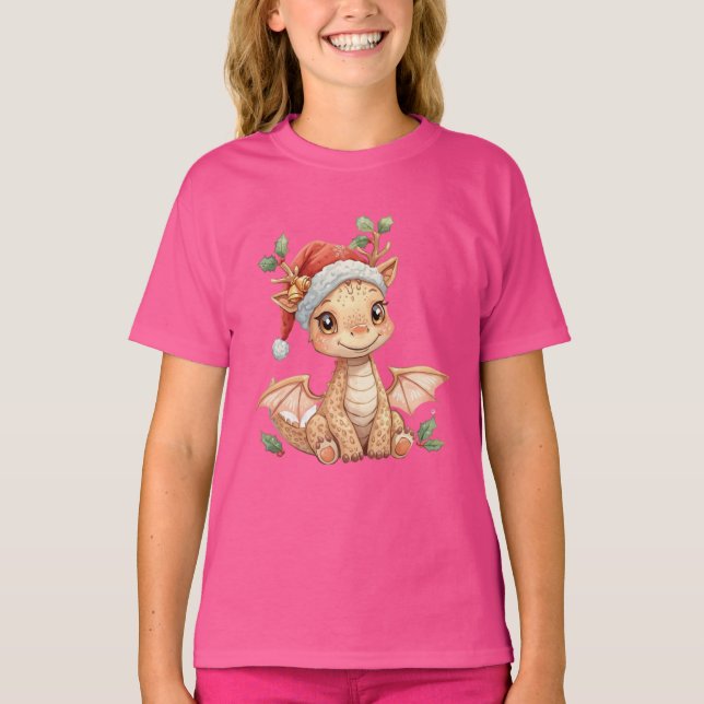 Camiseta Baby Dragon Christmas – Cute Fantasy Holiday Kids  (Anverso)