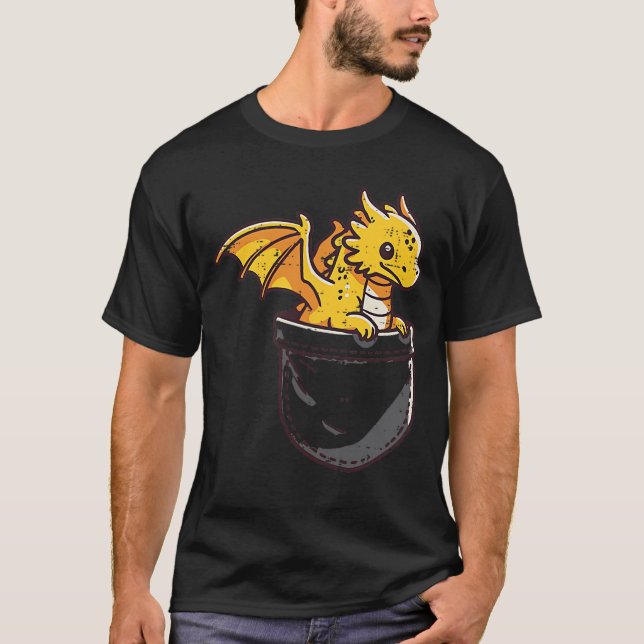 Camiseta Baby Dragon Pocket Cute Fantasy Mythical Men Women (Anverso)