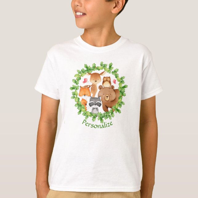 Camiseta Baby Forest Animals Con Raccoon Squirrel (Anverso)