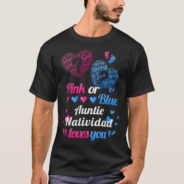 Camiseta Baby Gender Reveal Party  Auntie Natividad Loves Y (Anverso)