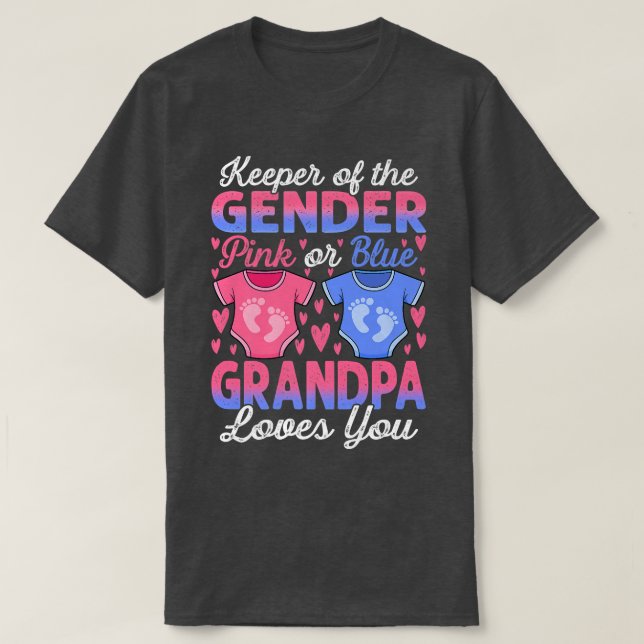 Camiseta Baby Gender Reveal Shower Pink Or Blue Grandpa Lov (Diseño del anverso)
