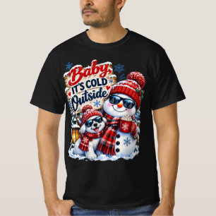 Camiseta Baby hace frío afuera – Muñeco de nieve y perro li