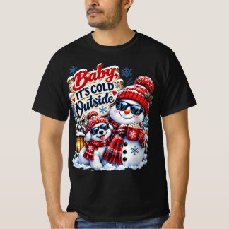 Camiseta Baby hace frío afuera – Muñeco de nieve y perro li