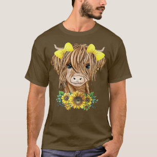 Camiseta Baby Highland Cow Sunflower Western Country Heifer