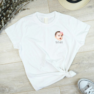 Camiseta Baby Kids Cat Dog Face Photo Pocket Funny T-Shirt