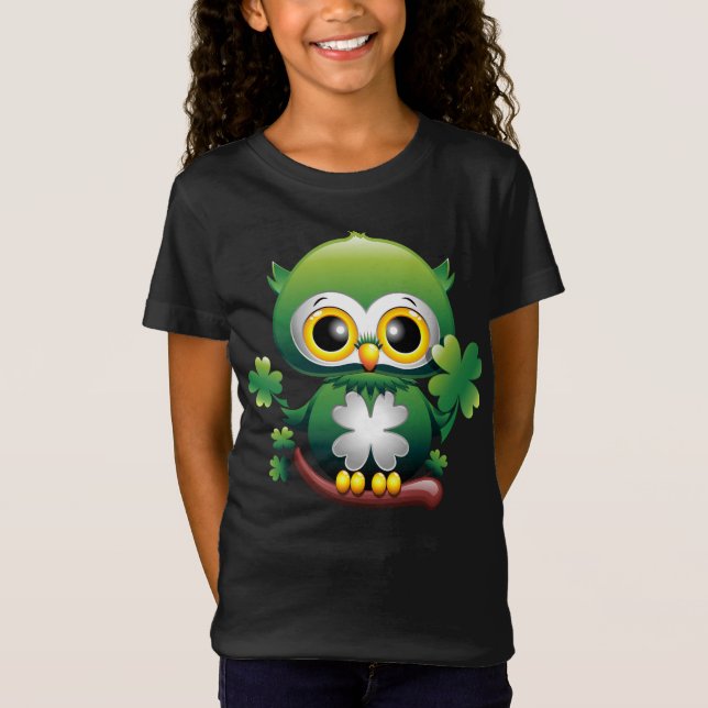 Camiseta Baby Owl Cute St Patrick Cartoon (Anverso)