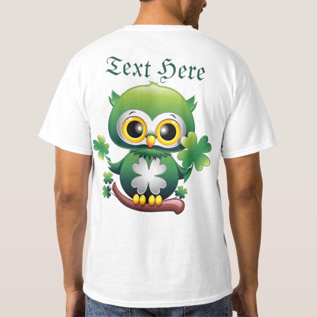 Camiseta Baby Owl Cute St Patrick Cartoon (Reverso)