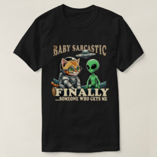 Camiseta Baby Sarcastic Cat Astronaut and Alien