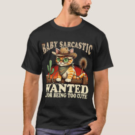 Camiseta Baby Sarcastic Cat Cowboy Wanted Poster 