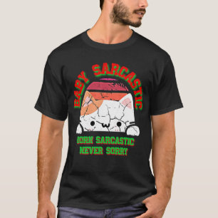 Camiseta Baby Sarcastic- Cat Retro Vintage Distressed 