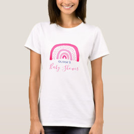 Camiseta Baby Shower arcoiris rosa