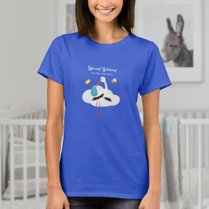 Camiseta Baby Shower Blue Stork Boy