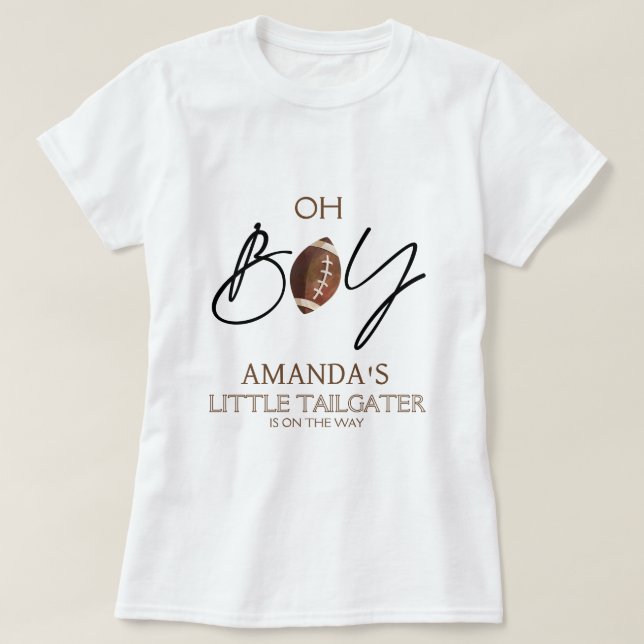 Camiseta Baby Shower Boys Brown Football (Diseño del anverso)