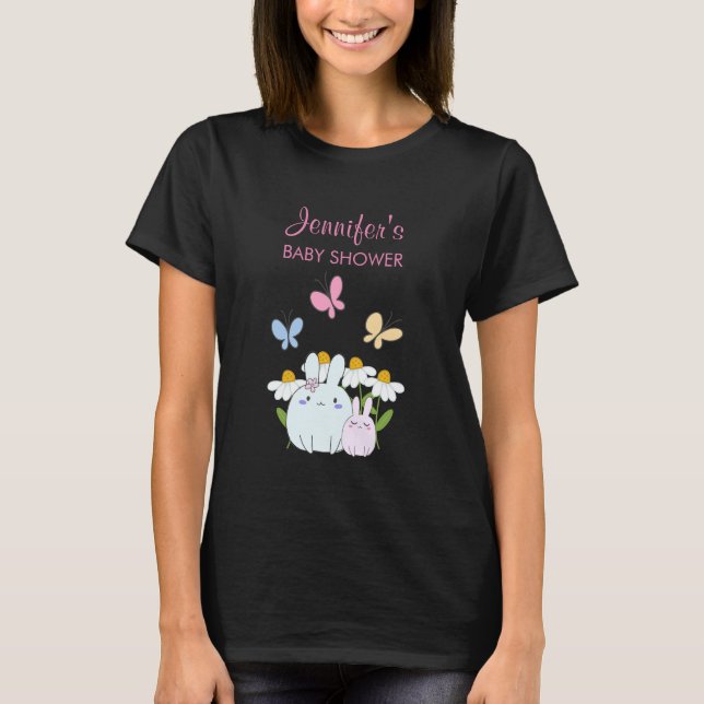 Camiseta Baby Shower de Bunnies, mariposas y maricas (Anverso)