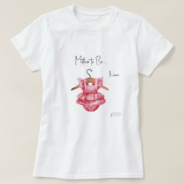 Camiseta Baby Shower de la futura Chica de vestir  (Diseño del anverso)