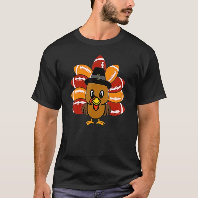 Camiseta Baby Turkey And Football Balls Sport Thanksgiving  (Anverso)