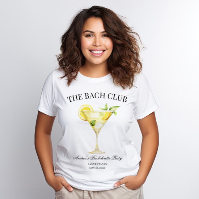 Camiseta Bach Social Club Lemon Cocktail Bachelorette (Customizable Wording.)
