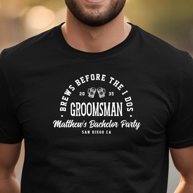 Camiseta Bachelor Party Brews Before I Dos Beer Groomsman (Subido por el creador)