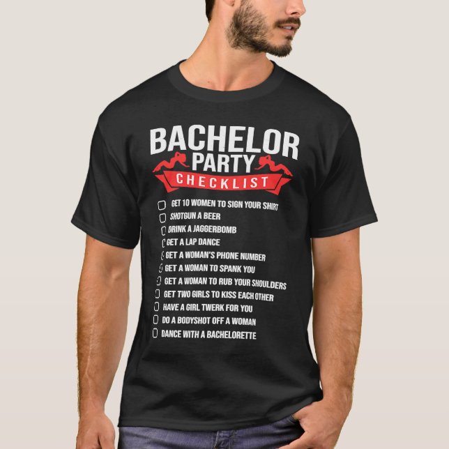 Camiseta Bachelor Party Checklist For Wedding Party Men's G (Anverso)