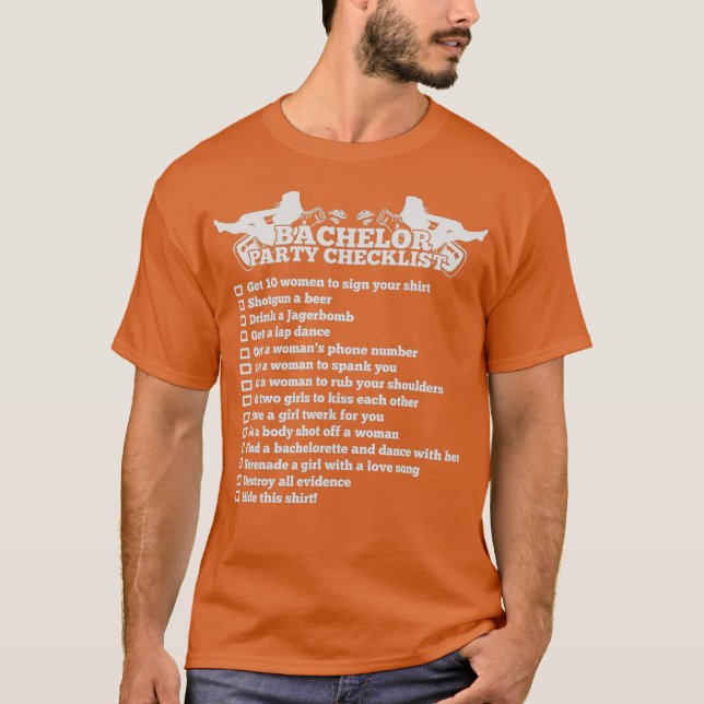 Camiseta Bachelor Party Checklist   Funny Groom  for Men (Anverso)
