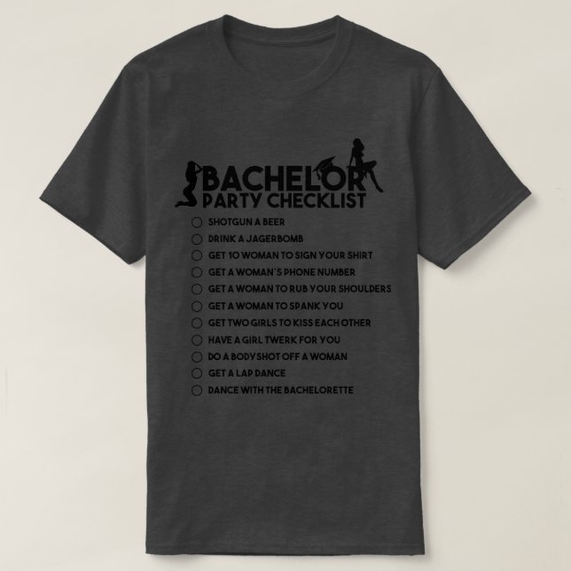 Camiseta Bachelor Party Checklist JGA Bridegroom Rumble 1 (Diseño del anverso)