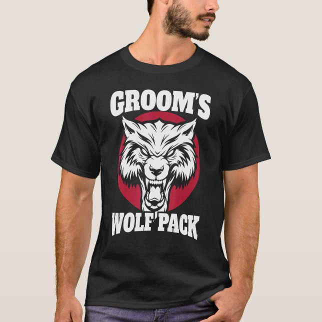 Camiseta Bachelor Party Groom's Wolfpack Wedding Party Mens (Anverso)