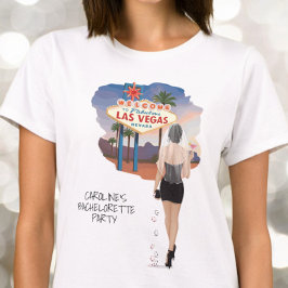 Camiseta Bachelorette Black Hair Bride Las Vegas
