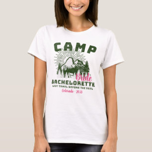 Camiseta Bachelorette Bride del Campamento Verde Rosa Perso