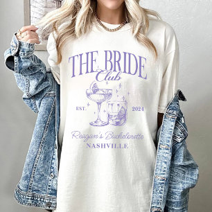Camiseta Bachelorette Party Retro Cocktail Purple Bride