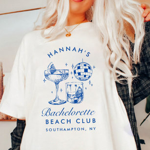 Camiseta Bachelorette Retro Disco Cóctel Azul y Rosa