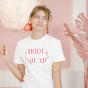 Camiseta Bachelorette rosa Novia Escuadrón de Cuadros