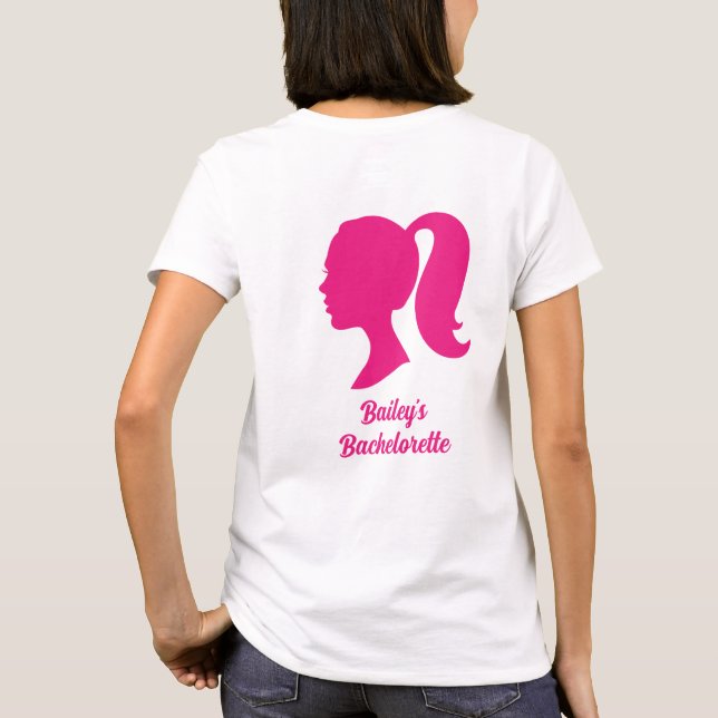 Camiseta Bachelorette, una dama de honor rosada fiesta (Reverso)