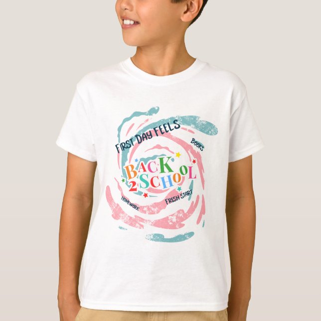 Camiseta Back 2 School First Day Siente Que Los Libros Trab (Anverso)