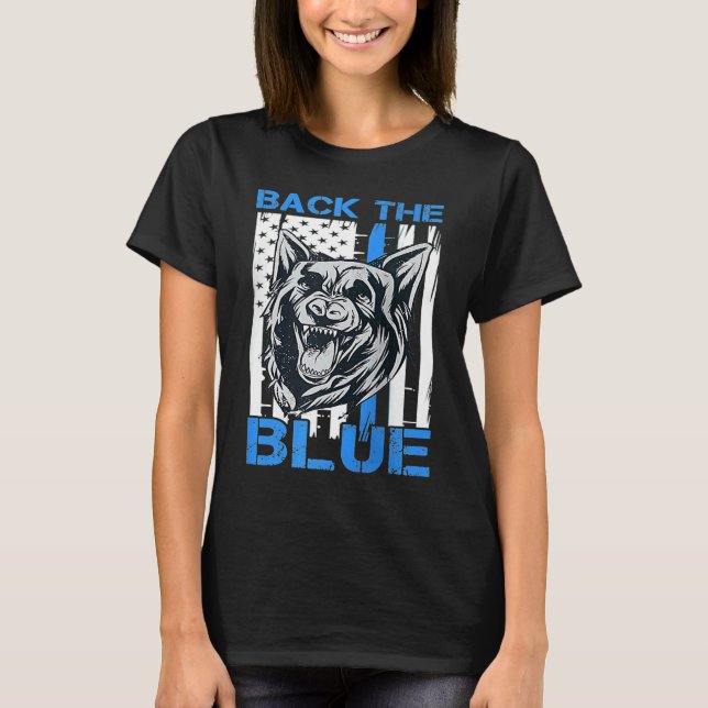 Camiseta Back The Blue  Police Dog Enthusiast K 9 Police Of (Anverso)