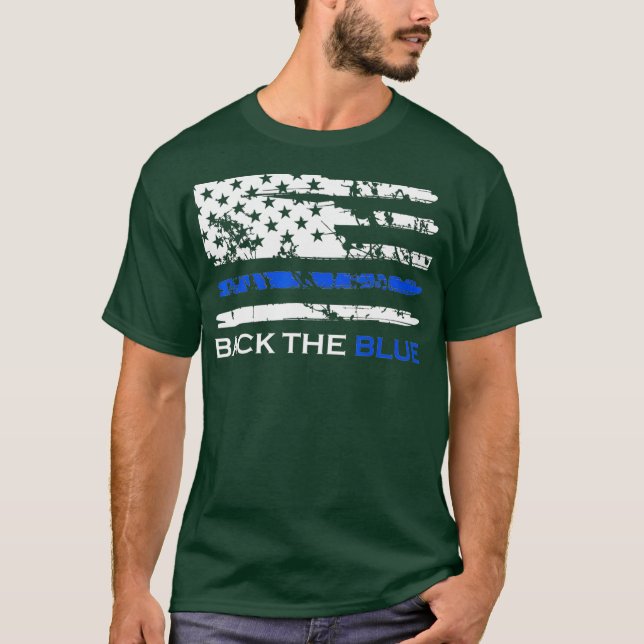 Camiseta Back the Blue Thin Blue Line American Flag (Anverso)